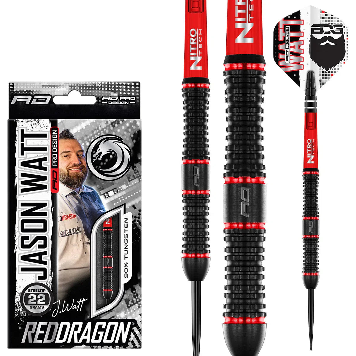 Red Dragon Jason Watt 90% Tungsten Steel Tip Darts