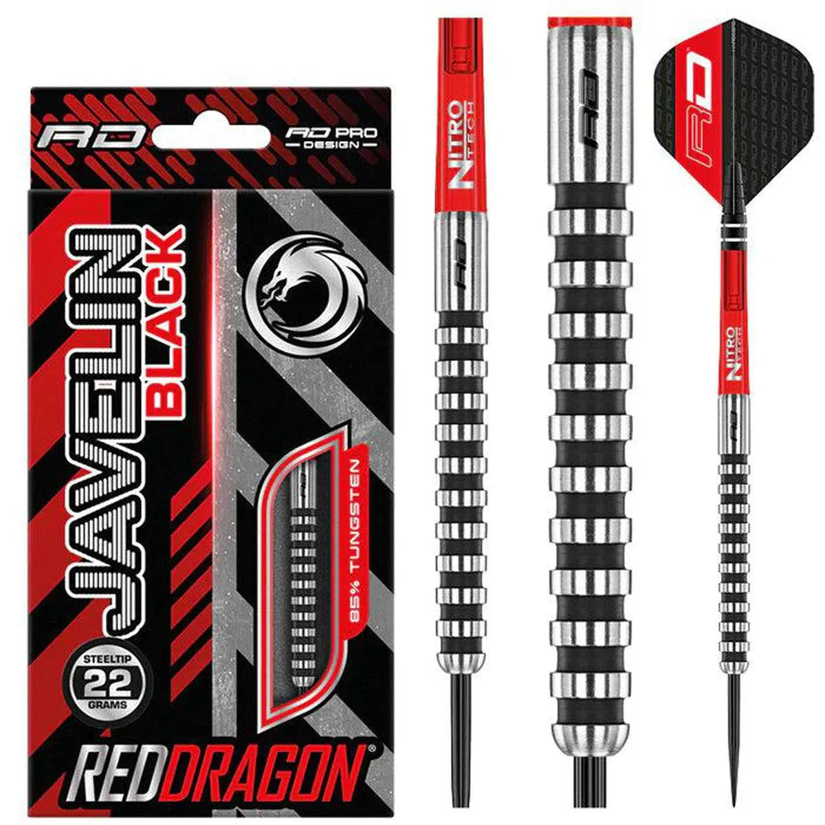 Javelin Black 85% Tungsten Steel Tip Darts By Red Dragon