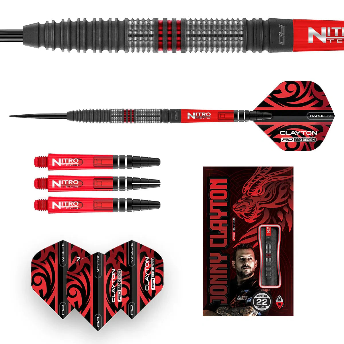 Jonny Clayton Hiraeth 90% Tungsten Steel Tip Darts By Red Dragon