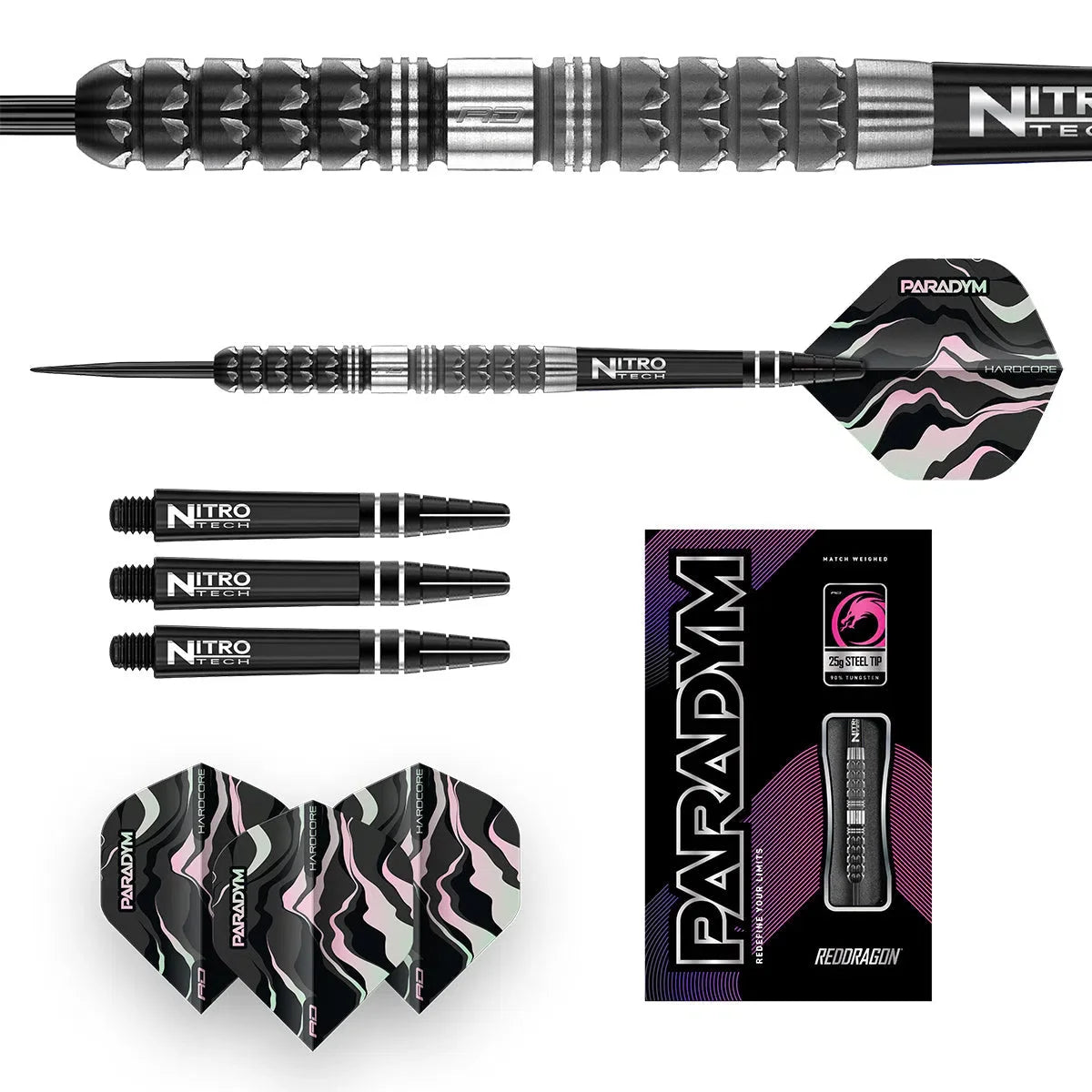 Paradym Tapered 90% Tungsten Steel Tip Darts By Red Dragon