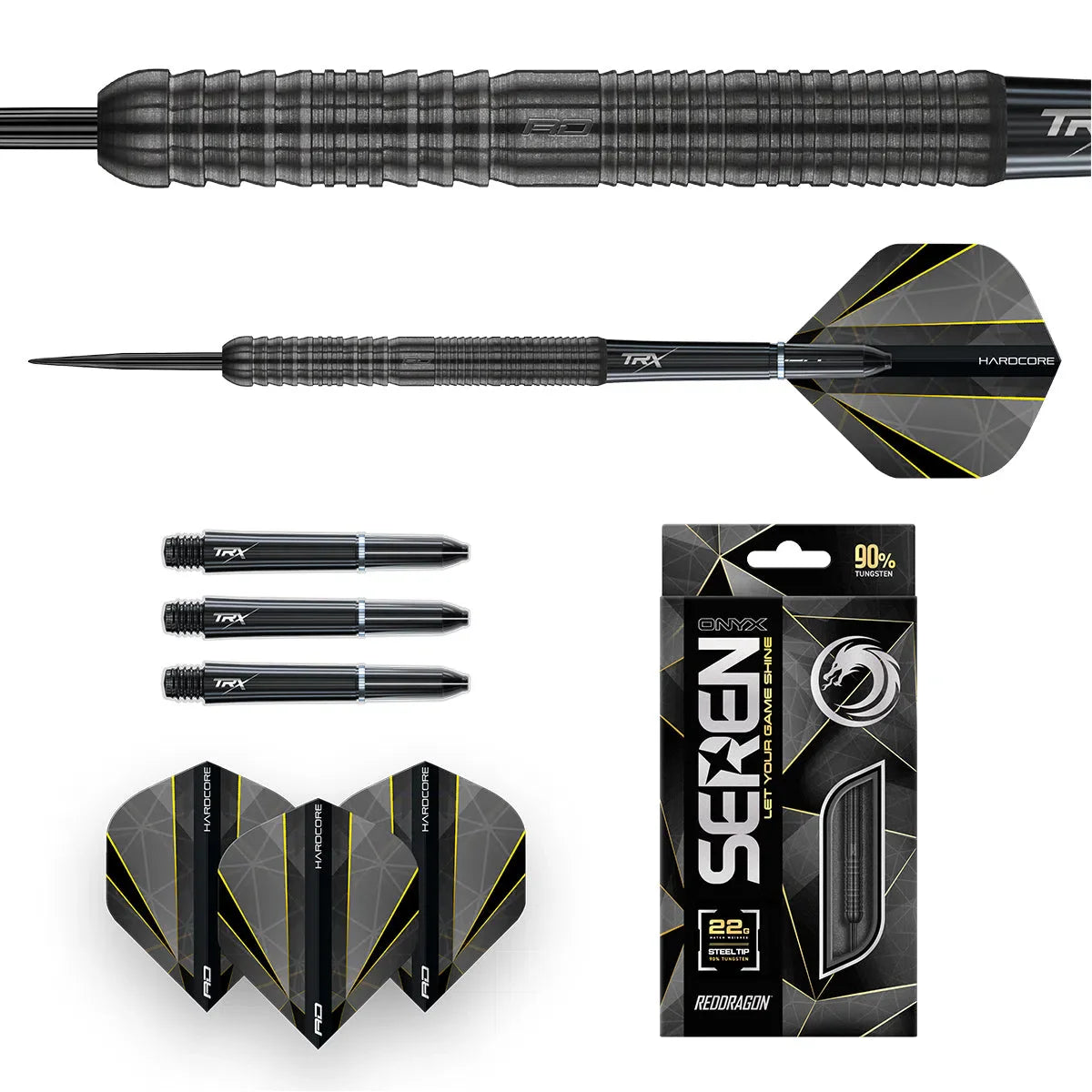 Seren 4 Onyx 90% Tungsten Steel Tip Darts By Red Dragon