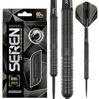 Seren 4 Onyx 90% Tungsten Steel Tip Darts By Red Dragon