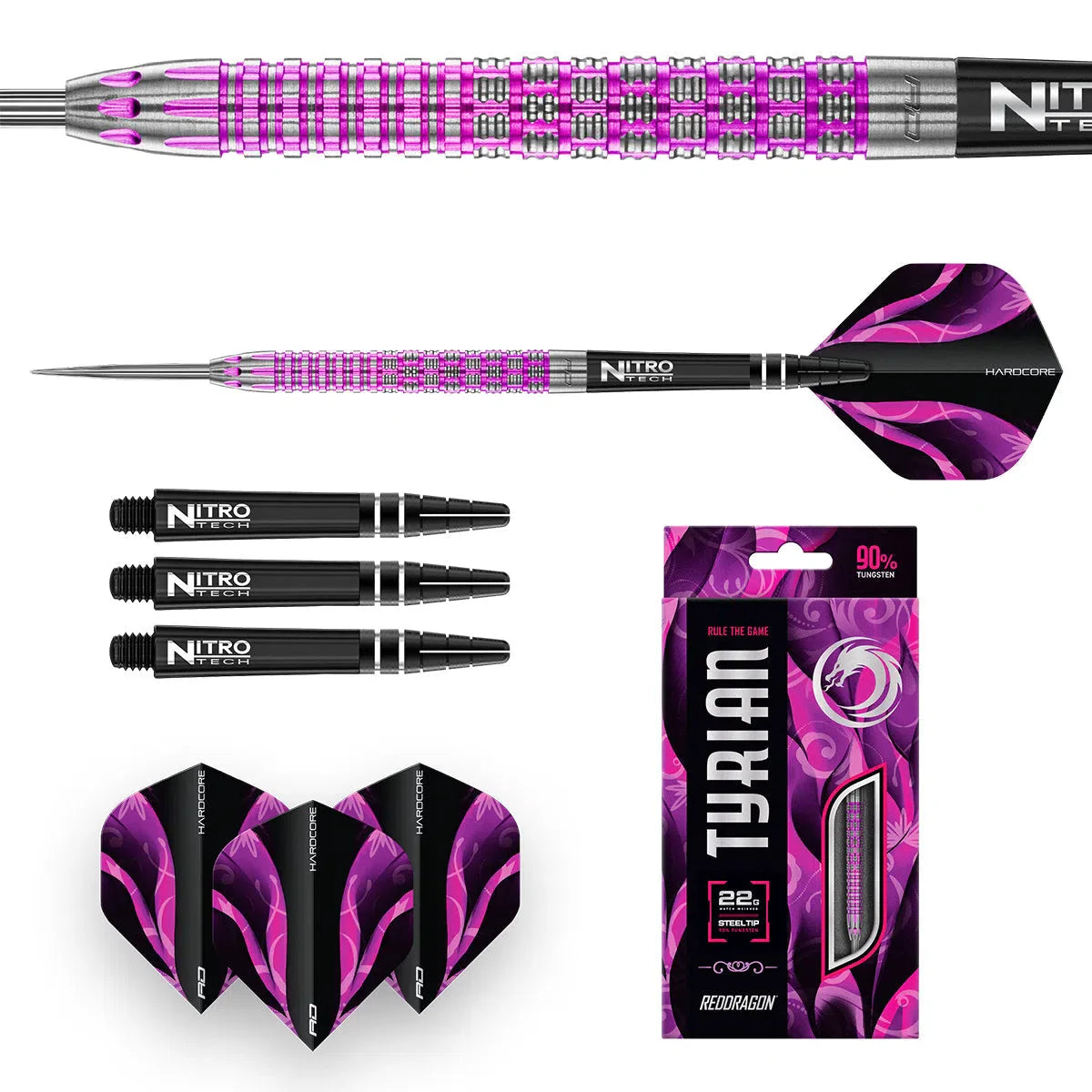 Tyrian 90% Tungsten Steel Tip Darts By Red Dragon