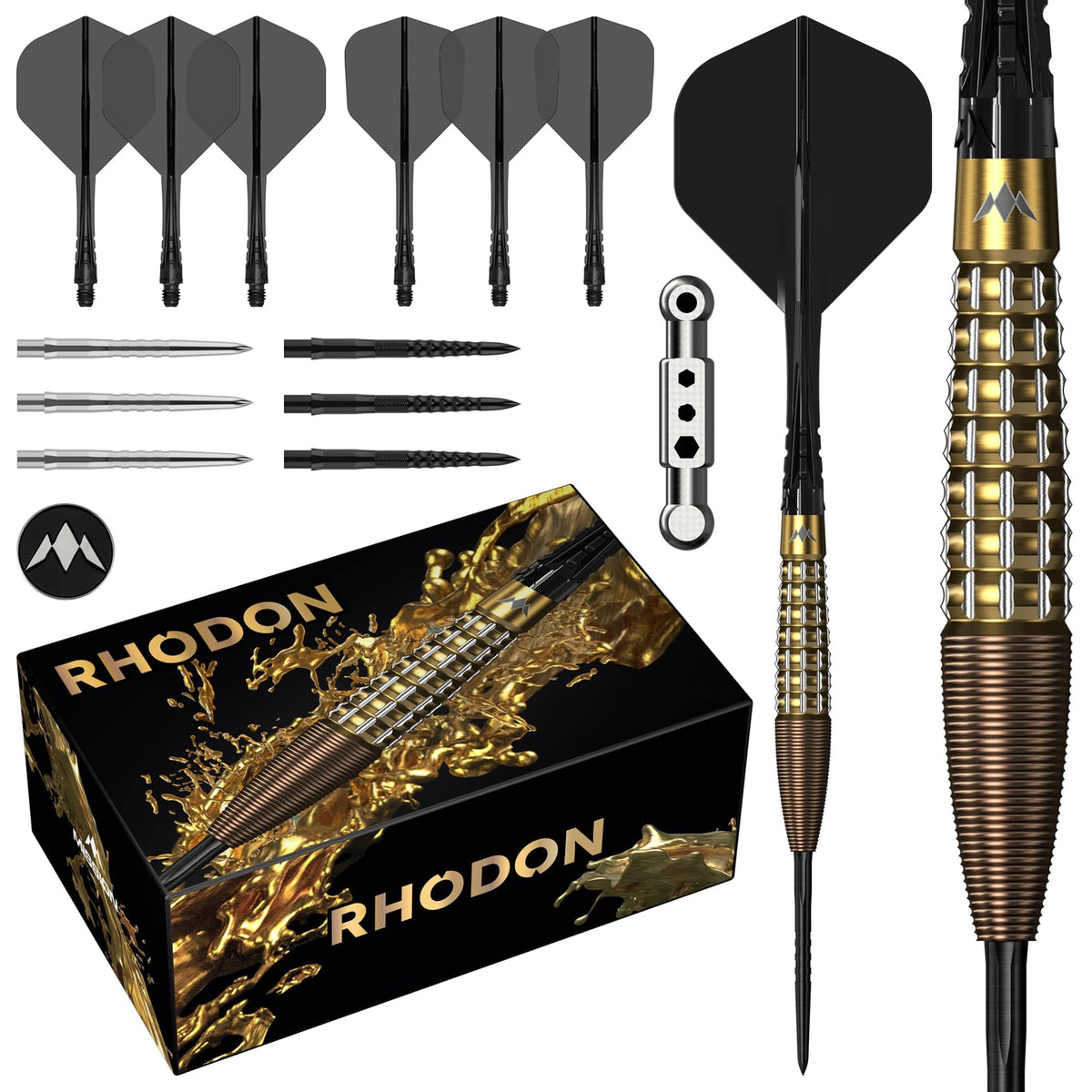 Mission Rhodon Darts Steel Tip - 95% Tungsten - Bronze & Gold Pvd 23 Gram