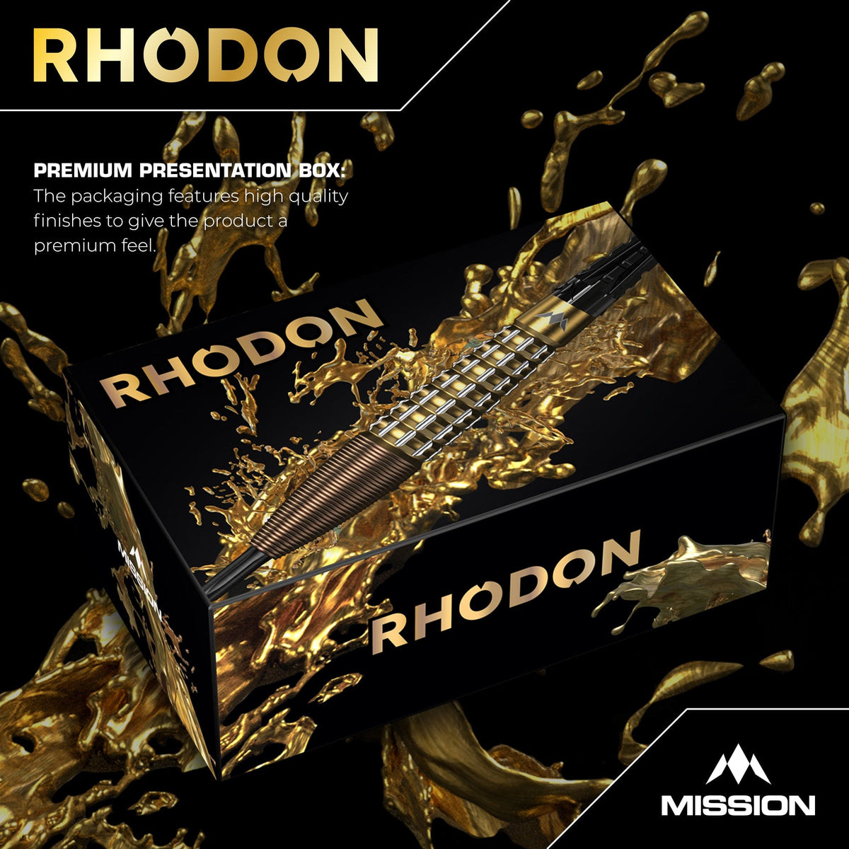 Mission Rhodon Darts Steel Tip - 95% Tungsten - Bronze & Gold Pvd 23 Gram