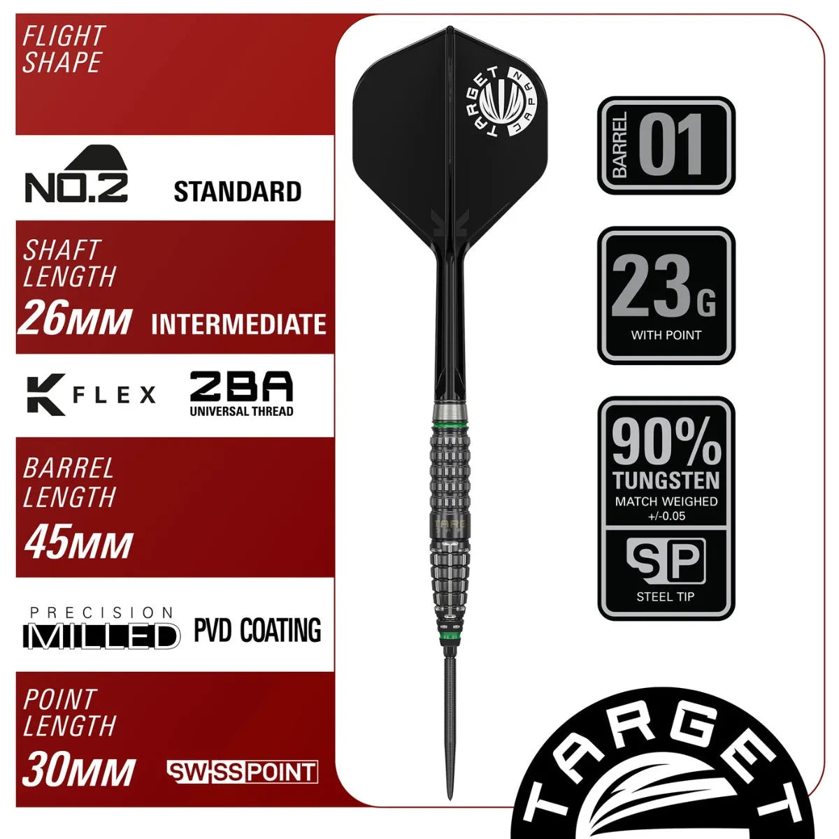 Target Japan Akito Yamagata Scream G2 Swiss Point 90% Steel Tip Darts