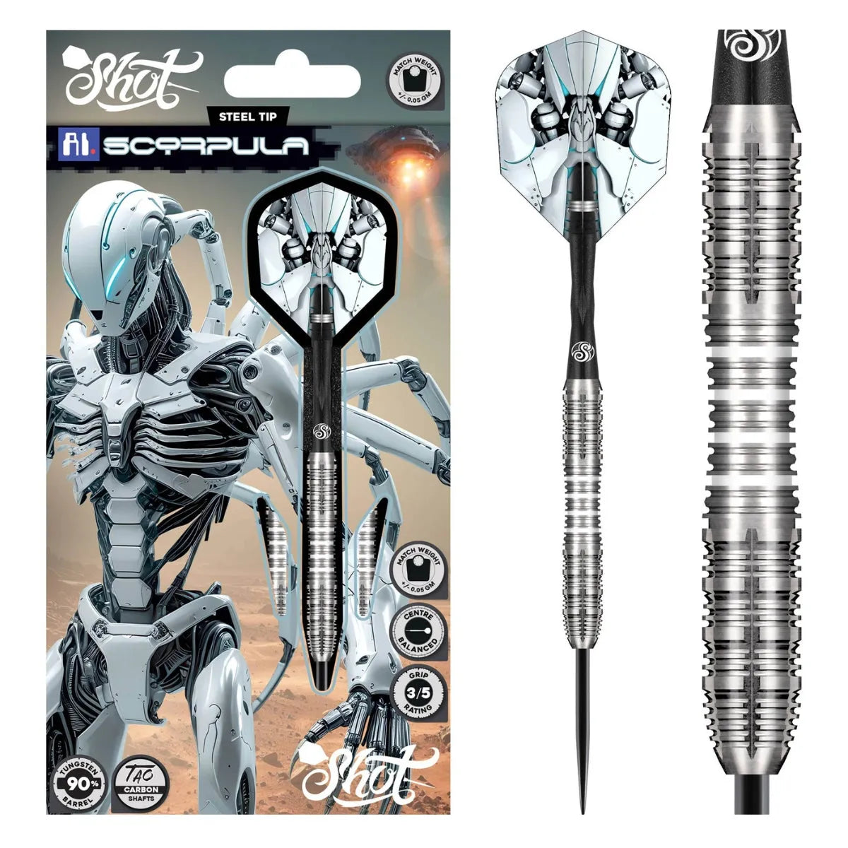 Shot Ai Scorpula 90% Tungsten Steel Tip Darts