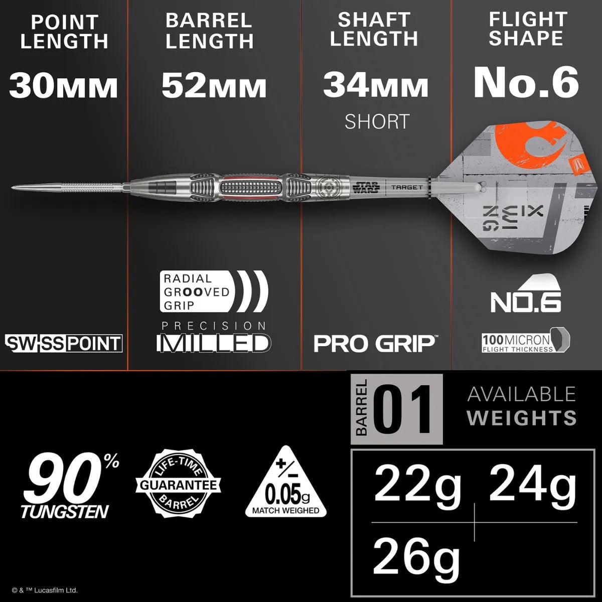 Star Wars™ | Target X-Wing 90% Tungsten Steel Tip Darts