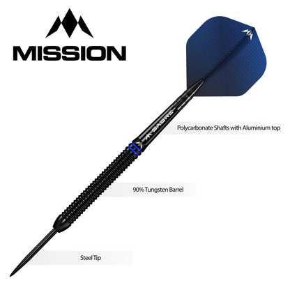 Mission Tavis Dudeney Darts - Steel Tip - 90% Tungsten - Black Pvd