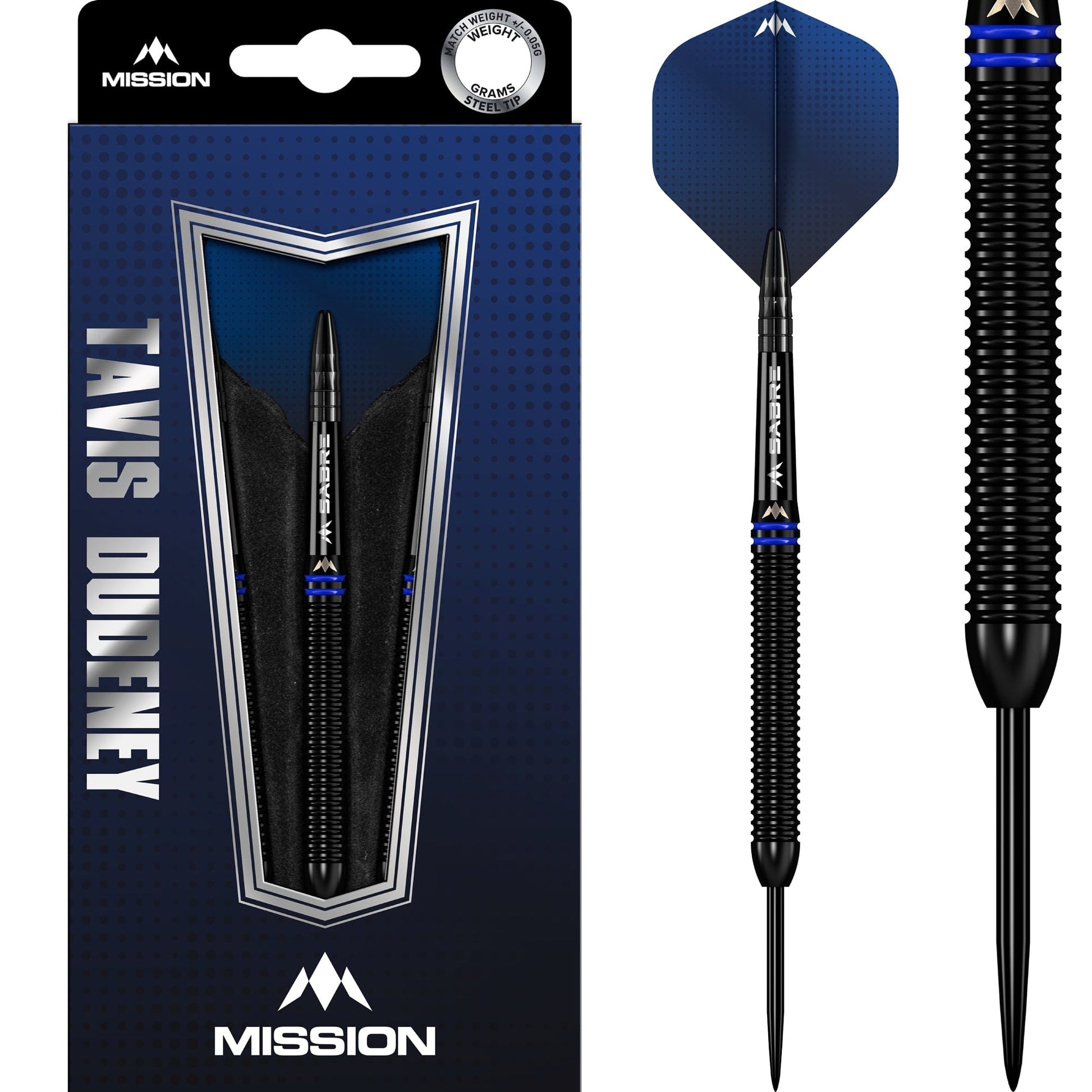 Mission Tavis Dudeney Darts - Steel Tip - 90% Tungsten - Black Pvd