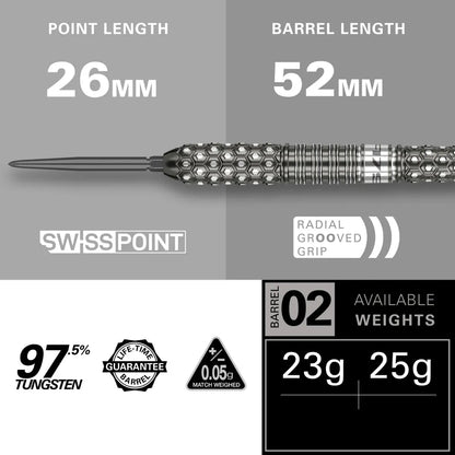 975 Ultra Marine 02 97.5% Tungsten Swiss Point Steel Tip Darts By Target