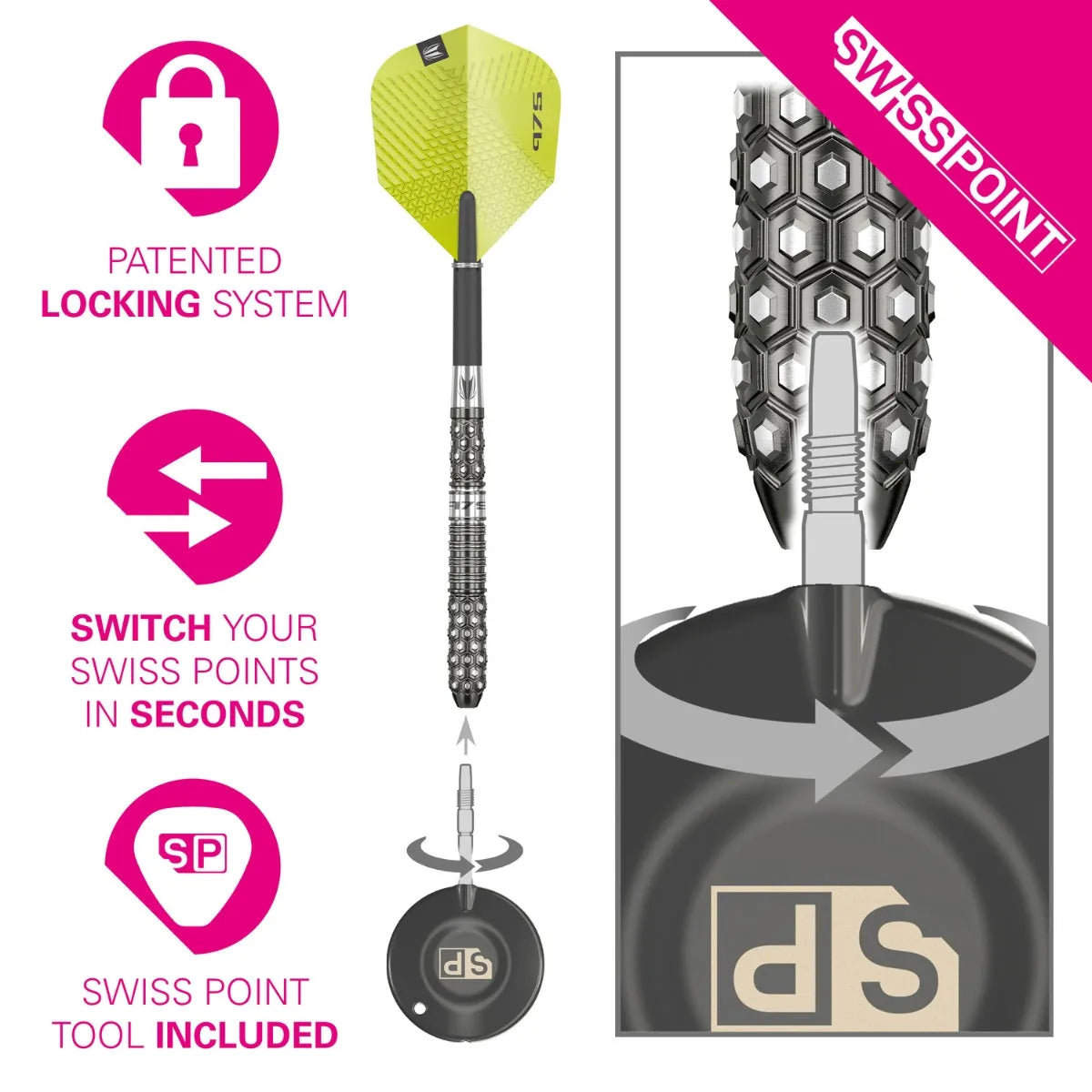 975 Ultra Marine 02 97.5% Tungsten Swiss Point Steel Tip Darts By Target