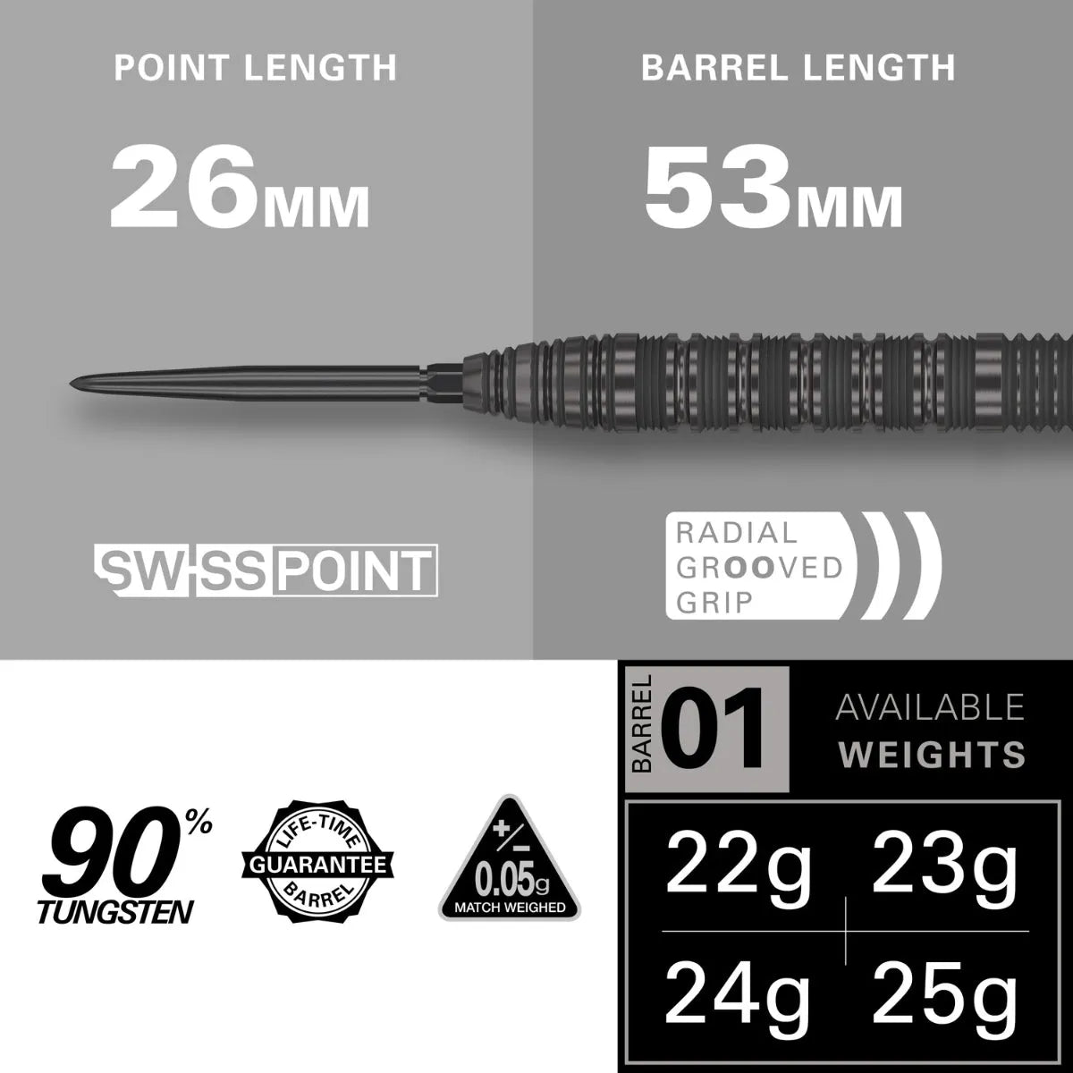 Target Darts Bolide Void 01 90% Tungsten Steel Tip Darts - image 4