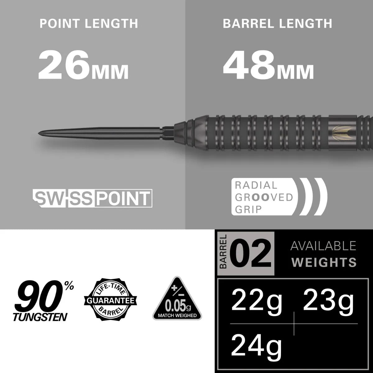 Target Darts Bolide Void 02 90% Tungsten Steel Tip Darts - image 4