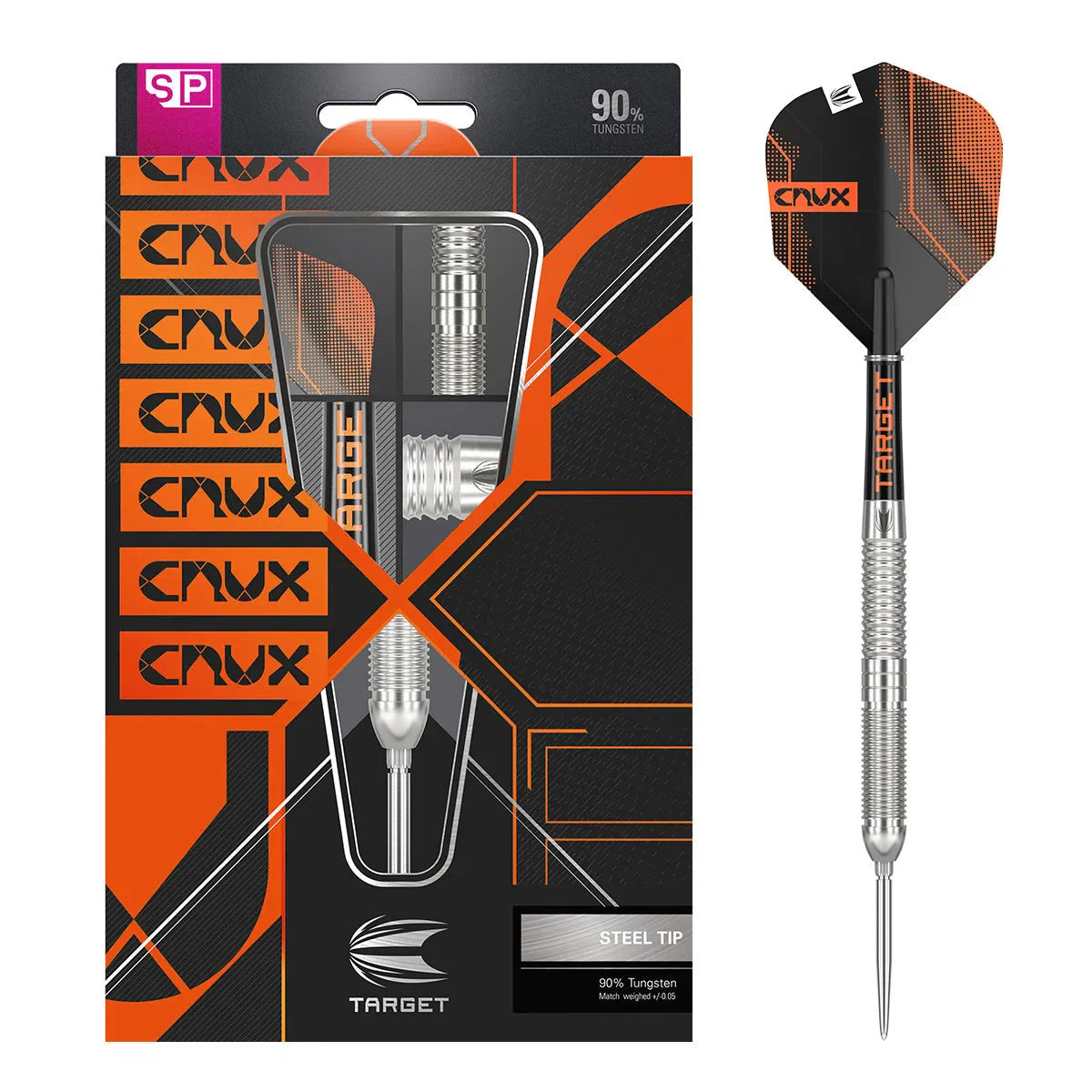 Crux 01 90% Tungsten Swiss Point Steel Tip Darts By Target