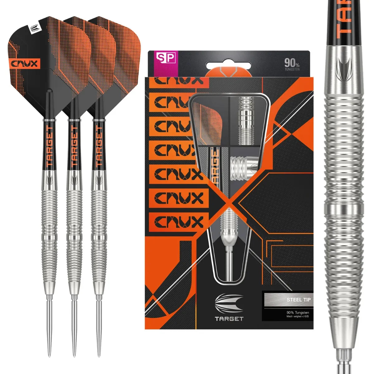 Crux 02 90% Tungsten Swiss Point Steel Tip Darts By Target