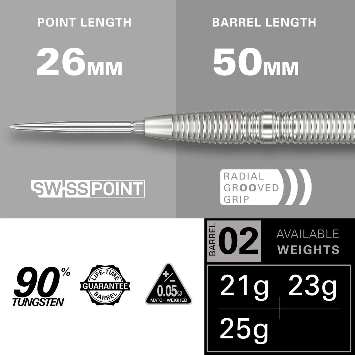 Crux 02 90% Tungsten Swiss Point Steel Tip Darts By Target