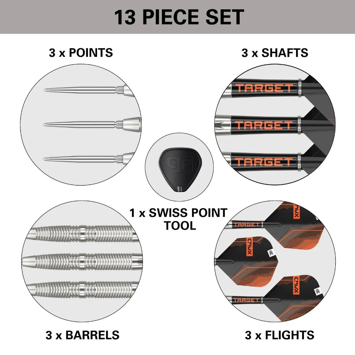 Crux 02 90% Tungsten Swiss Point Steel Tip Darts By Target