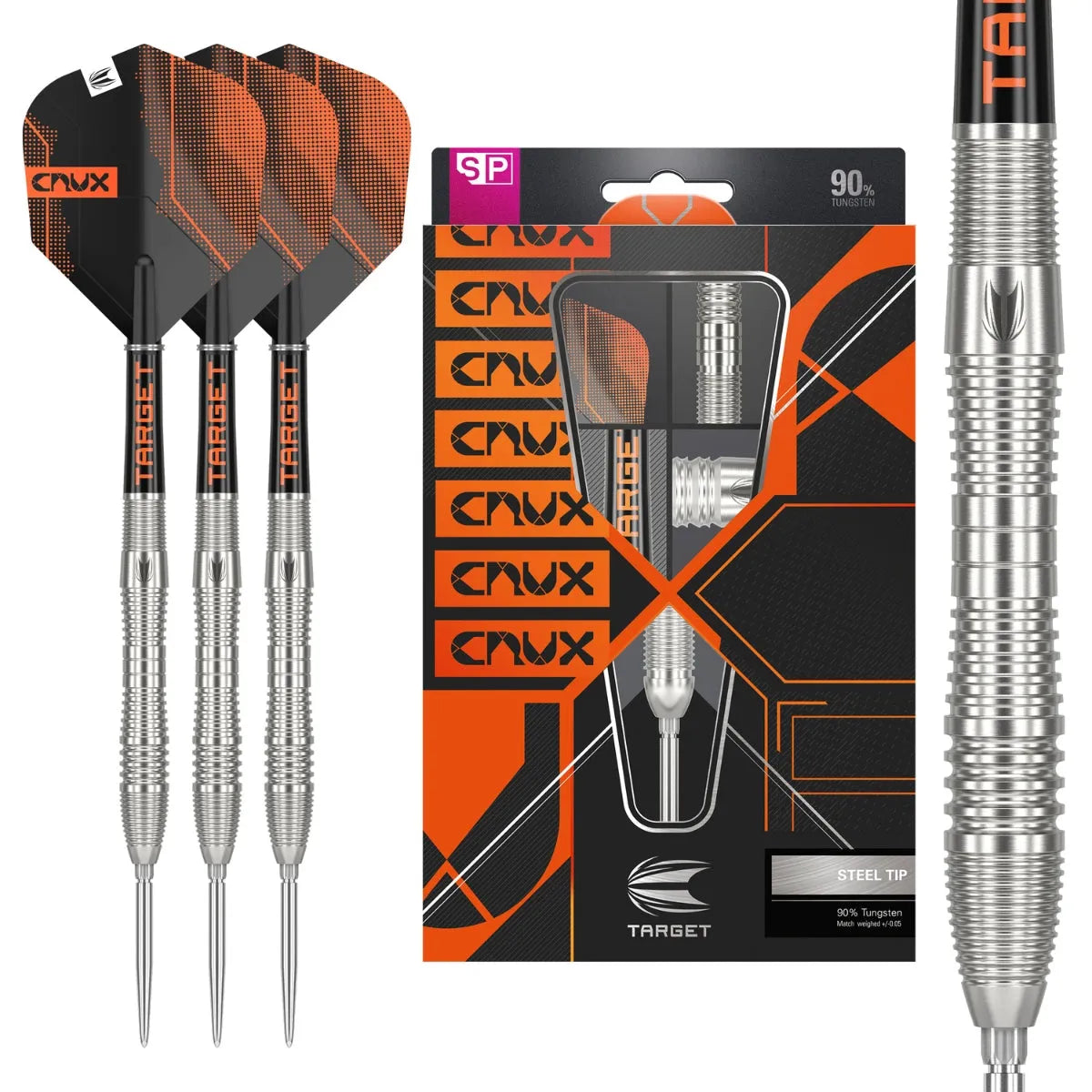 Crux 03 90% Tungsten Swiss Point Steel Tip Darts By Target