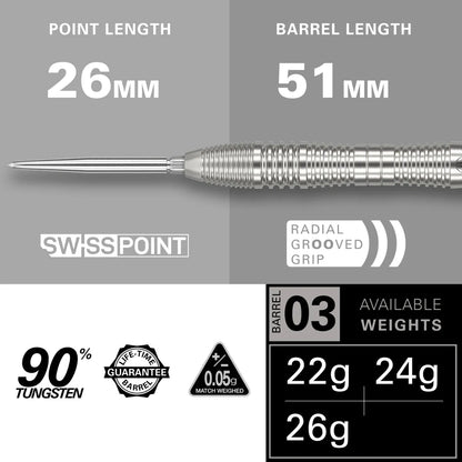 Crux 03 90% Tungsten Swiss Point Steel Tip Darts By Target