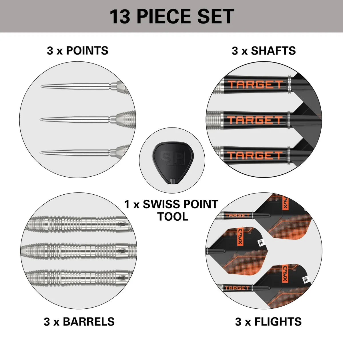 Crux 03 90% Tungsten Swiss Point Steel Tip Darts By Target