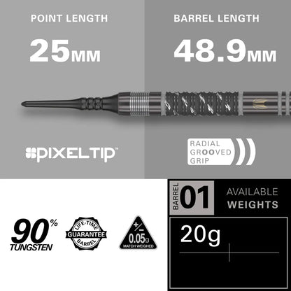 Dimitri Van Den Bergh X Echo 90% Tungsten Sp Steel Tip Darts By Target
