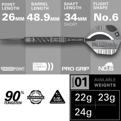 Dimitri Van Den Bergh X Echo 90% Tungsten Sp Steel Tip Darts By Target
