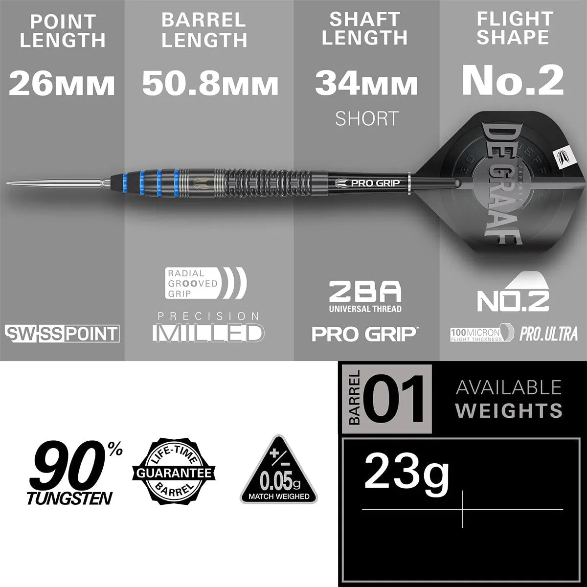 Jeffrey De Graaf 90% Tungsten Sp Steel Tip Darts By Target
