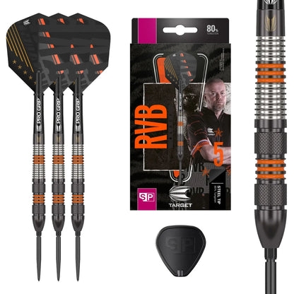 Raymond Van Barneveld 80% Black Swiss Point Steel Tip Darts By Target