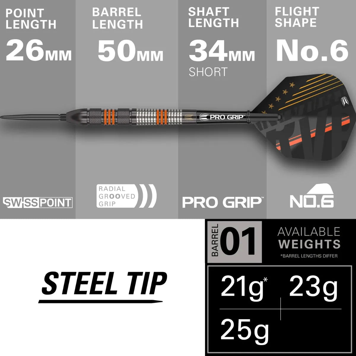 Raymond Van Barneveld 80% Black Swiss Point Steel Tip Darts By Target
