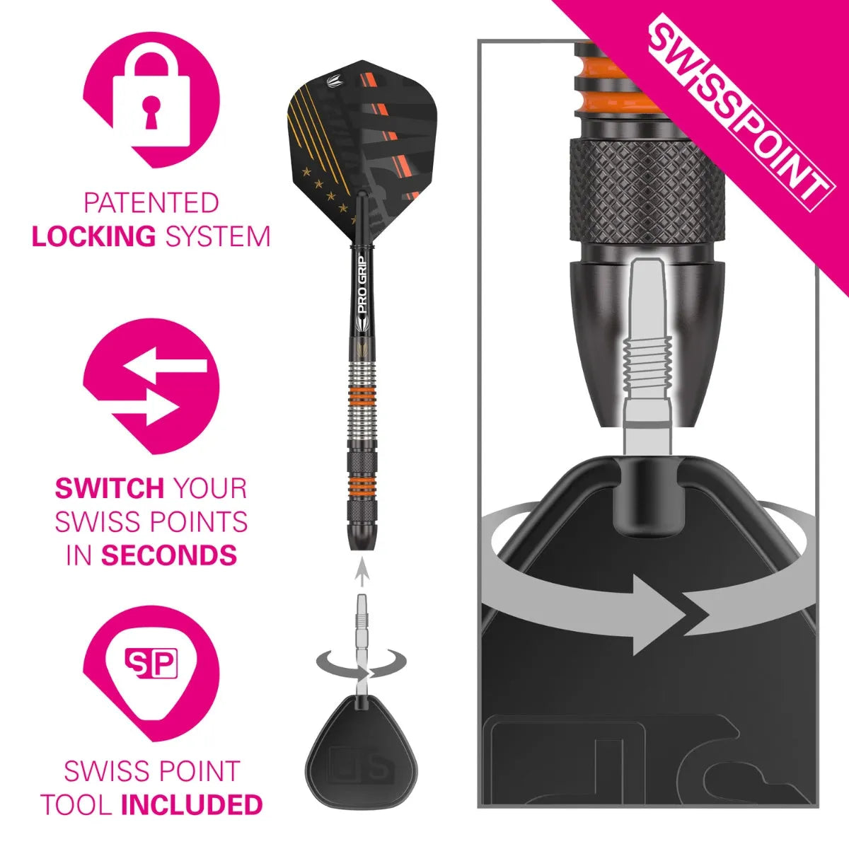 Raymond Van Barneveld 80% Black Swiss Point Steel Tip Darts By Target
