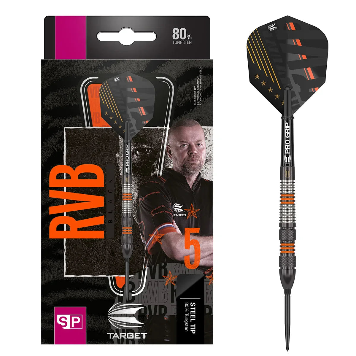 Raymond Van Barneveld 80% Black Swiss Point Steel Tip Darts By Target