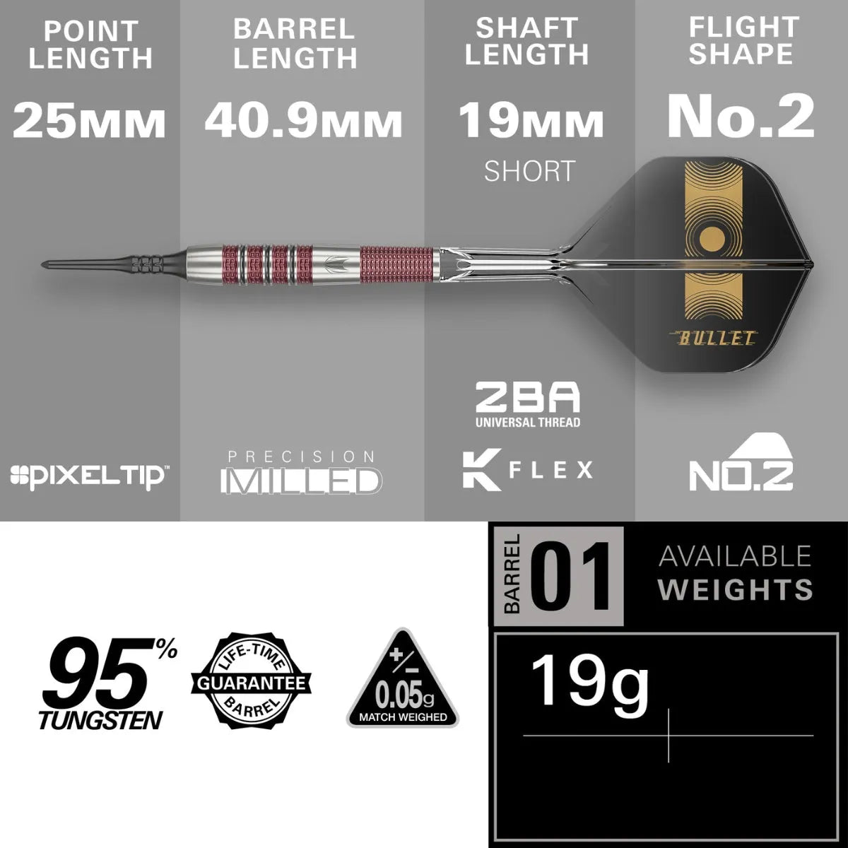 Stephen Bunting 95K 95% Tungsten Sp Steel Tip Darts By Target