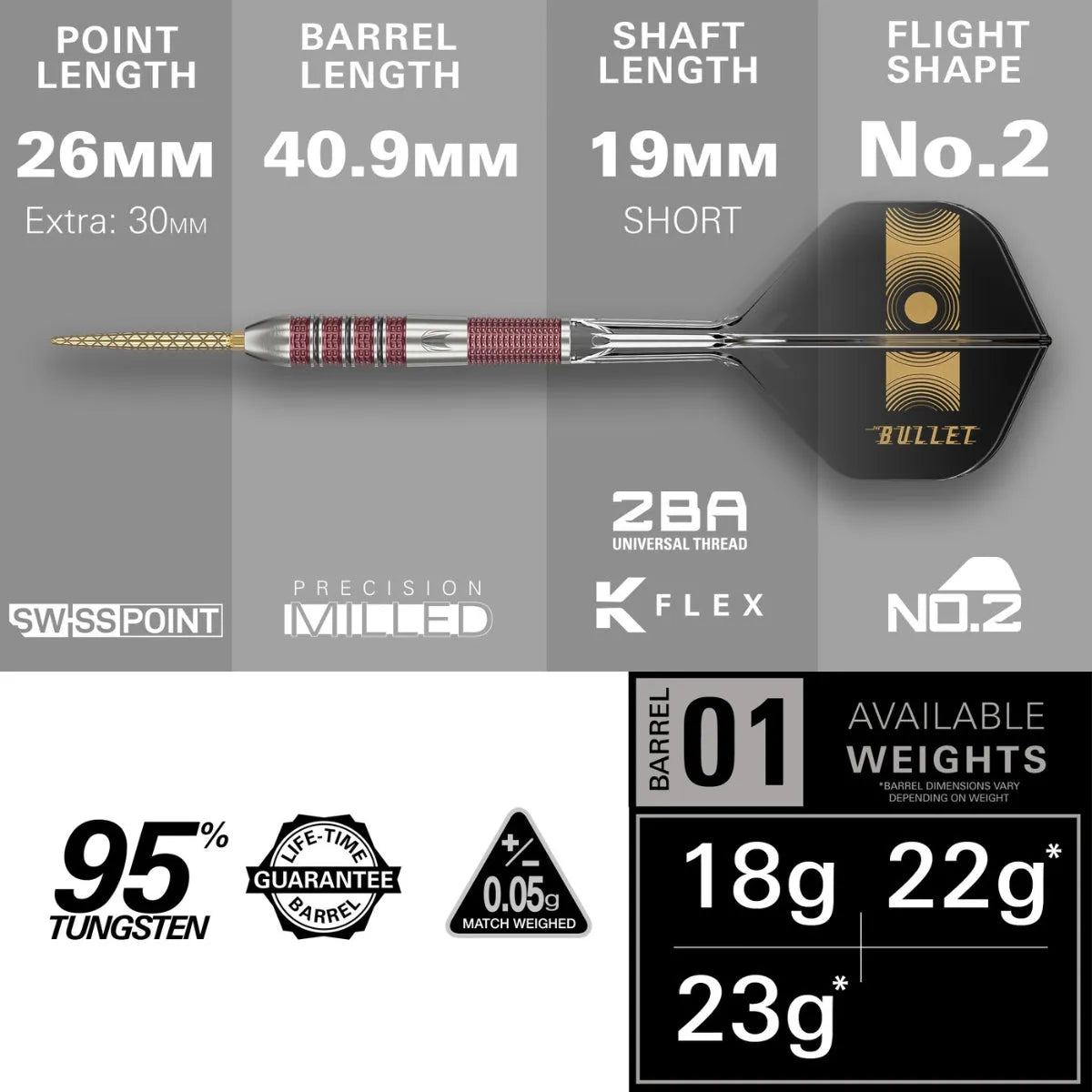 Stephen Bunting 95K 95% Tungsten Sp Steel Tip Darts By Target