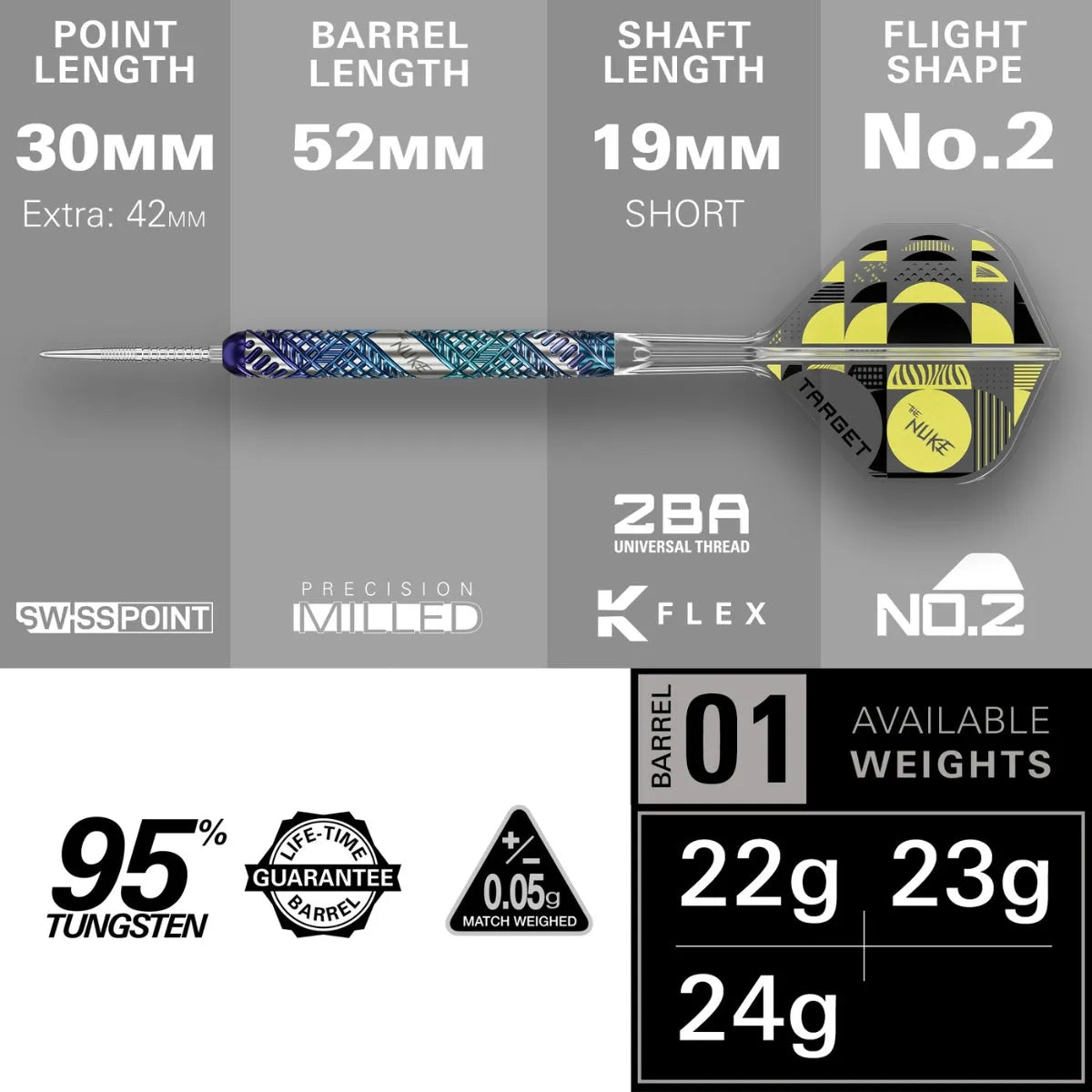 Target Luke Littler Edge 95% Tungsten Sp Steel Tip Darts