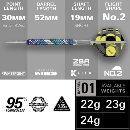 Target Luke Littler Edge 95% Tungsten Sp Steel Tip Darts
