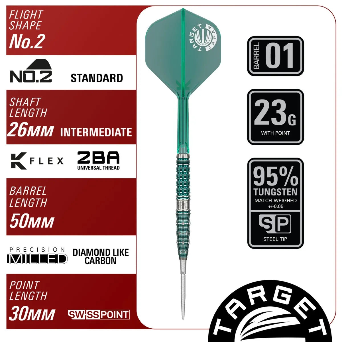 Target Japan The Miracle G7 95% Tungsten Steel Tip Darts 23 Gram