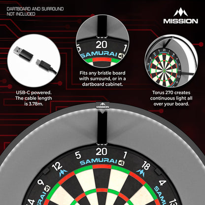 Mission Torus 270 Dartboard Lighting - Usb-C Blue