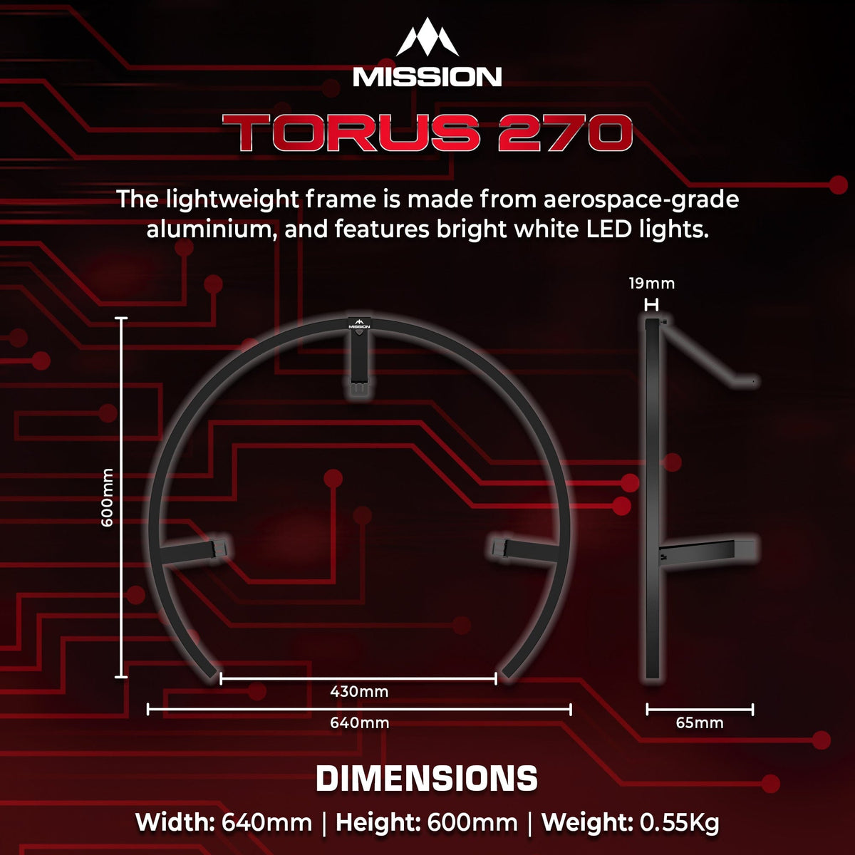 Mission Torus 270 Dartboard Lighting - Usb-C Blue