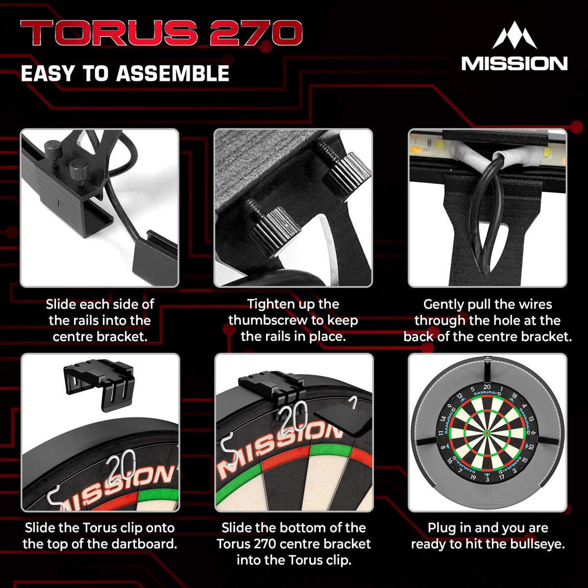 Mission Torus 270 Dartboard Lighting - Usb-C Red