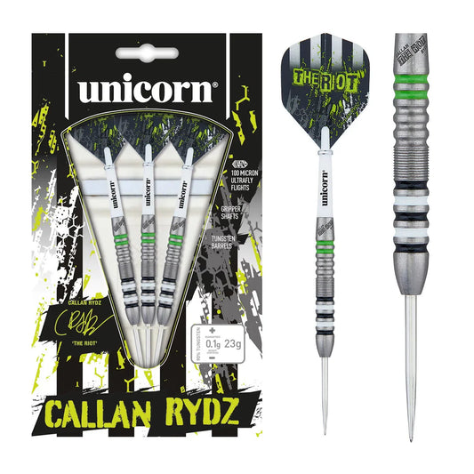 Callan Rydz The Riot 80% Tungsten Steel Tip Darts By Unicorn 23`G