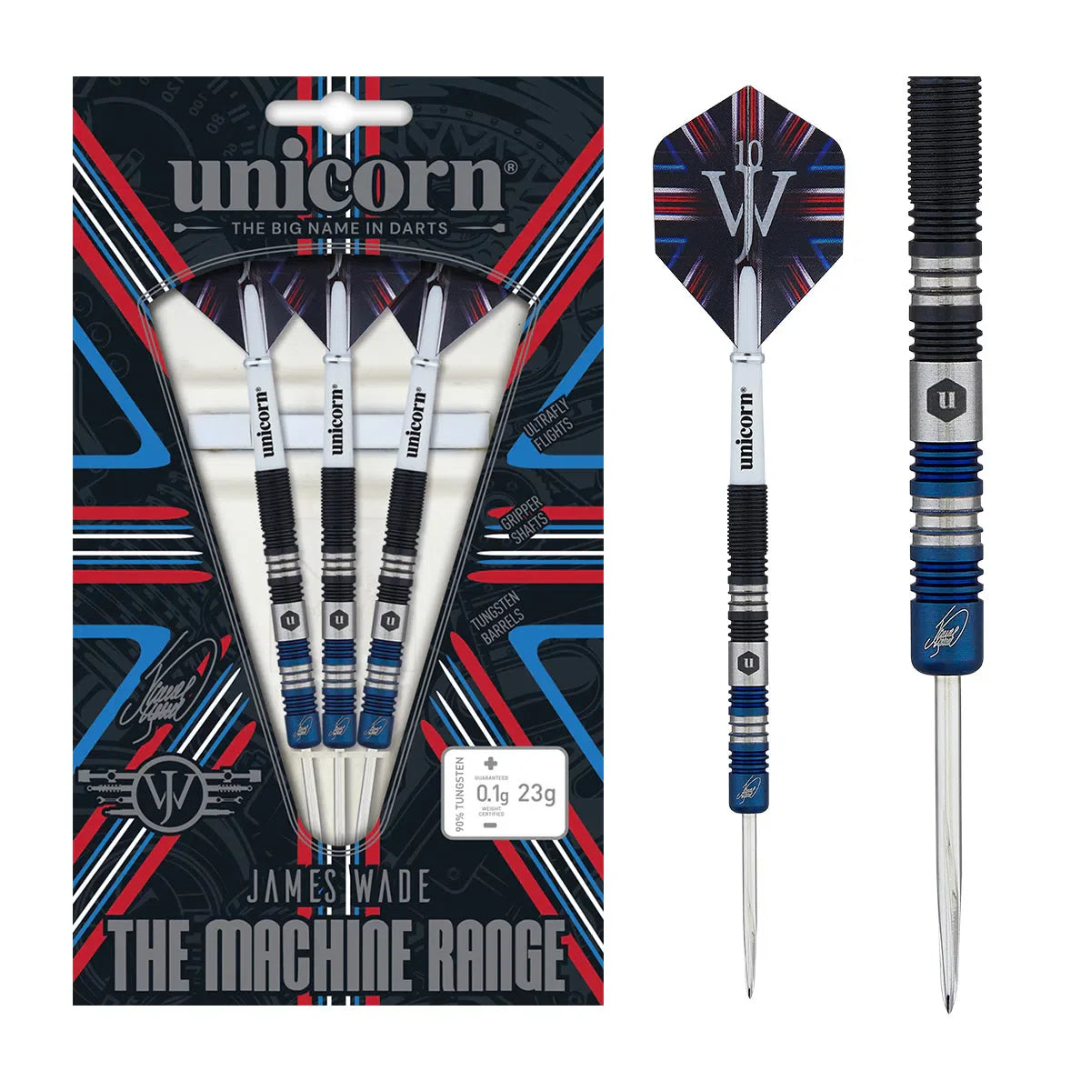 The Machine James Wade Two-Tone 90% Tungsten Steel Tip Darts By Unicorn