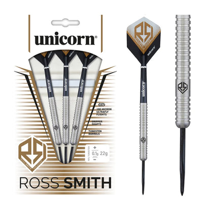 Ross Smith Natural 90% Tungsten Steel Tip Darts By Unicorn