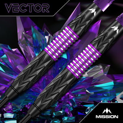 Mission Vector Darts Steel Tip - 95% Tungsten - Black Pvd & Purple Electro 24 Gram