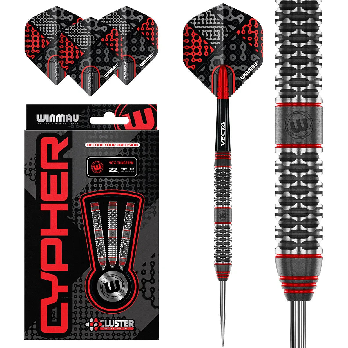 Winmau Cypher 90% Tungsten Steel Tip Darts 26