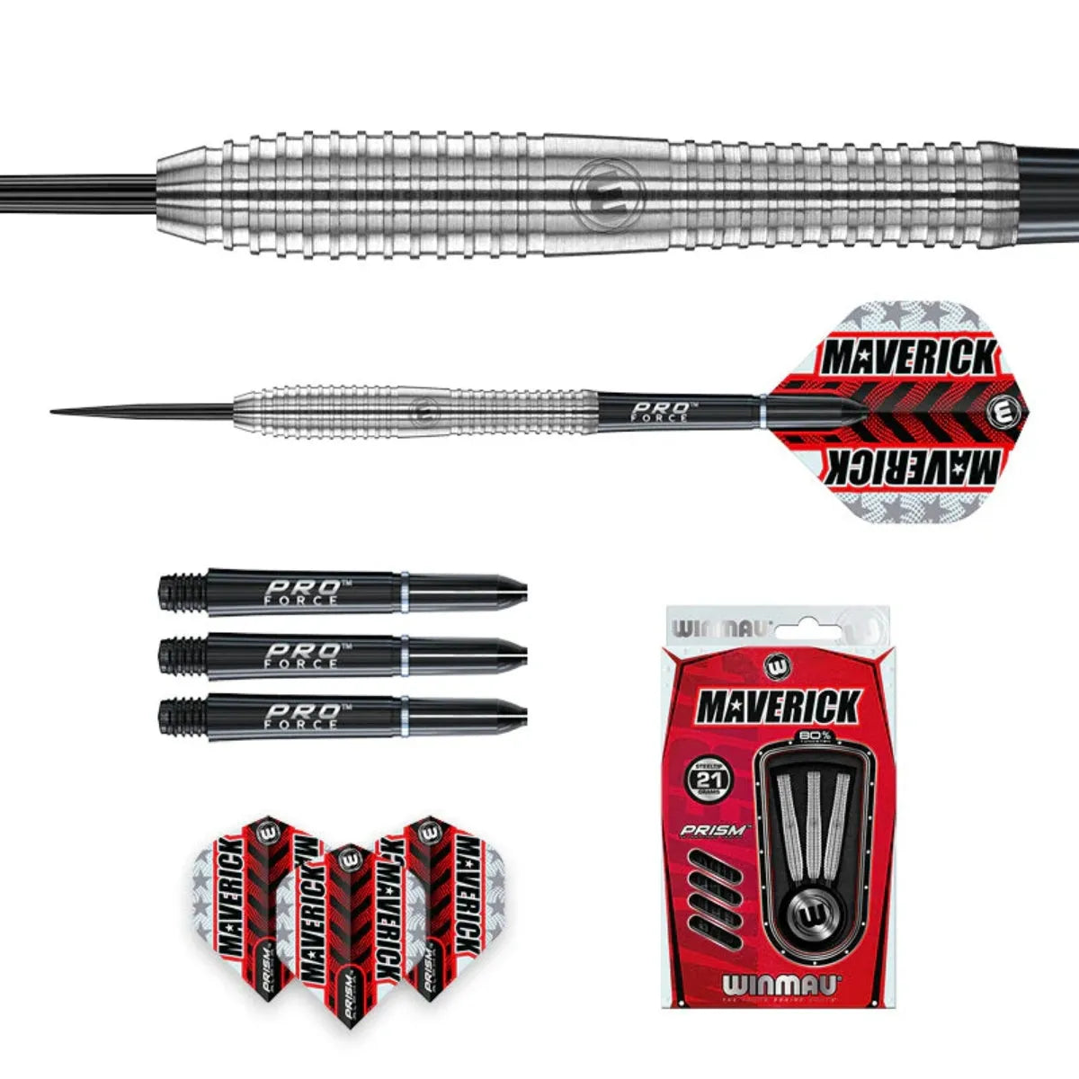 Winmau Maverick 80% Tungsten Steel Tip Darts 21Gm