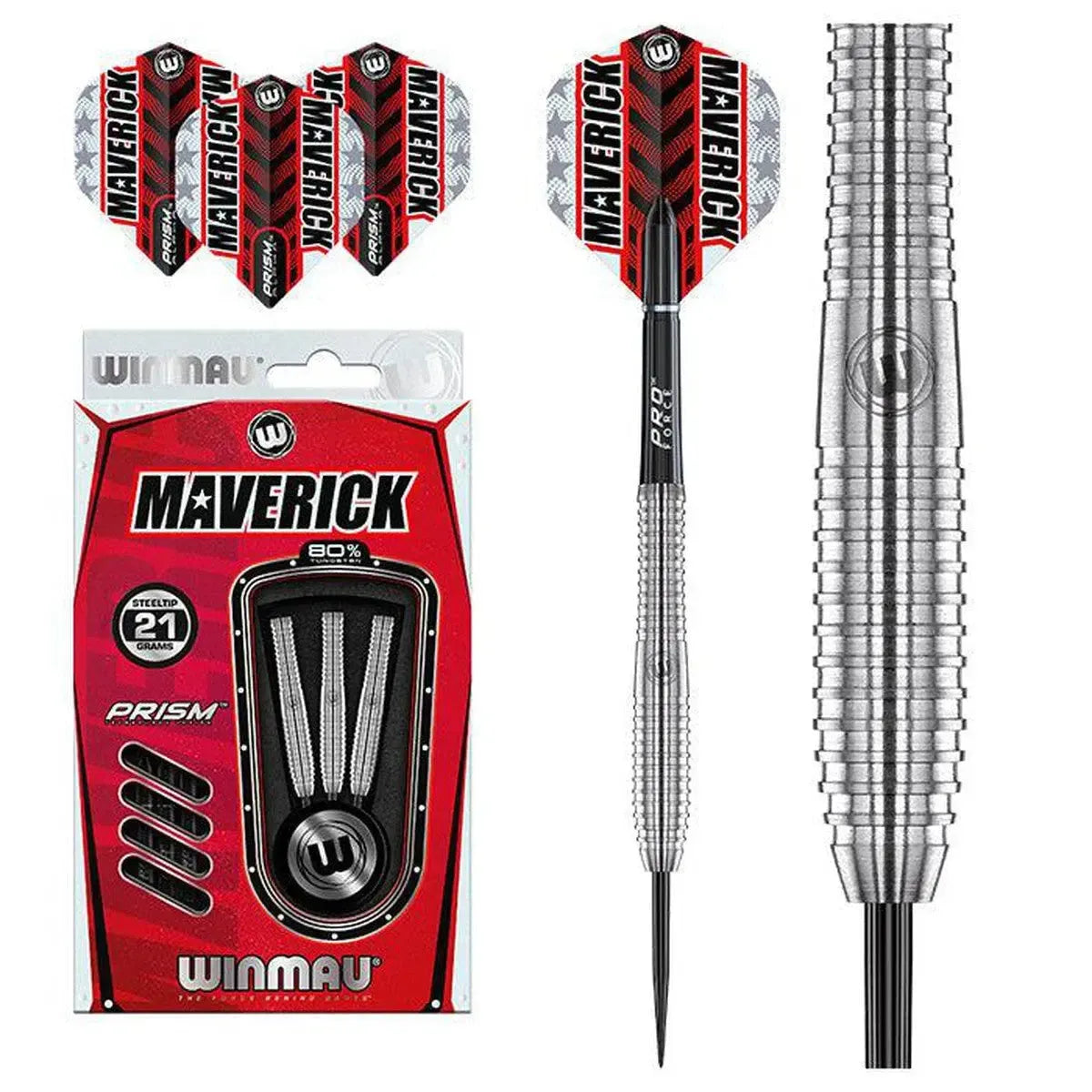 Winmau Maverick 80% Tungsten Steel Tip Darts 21Gm