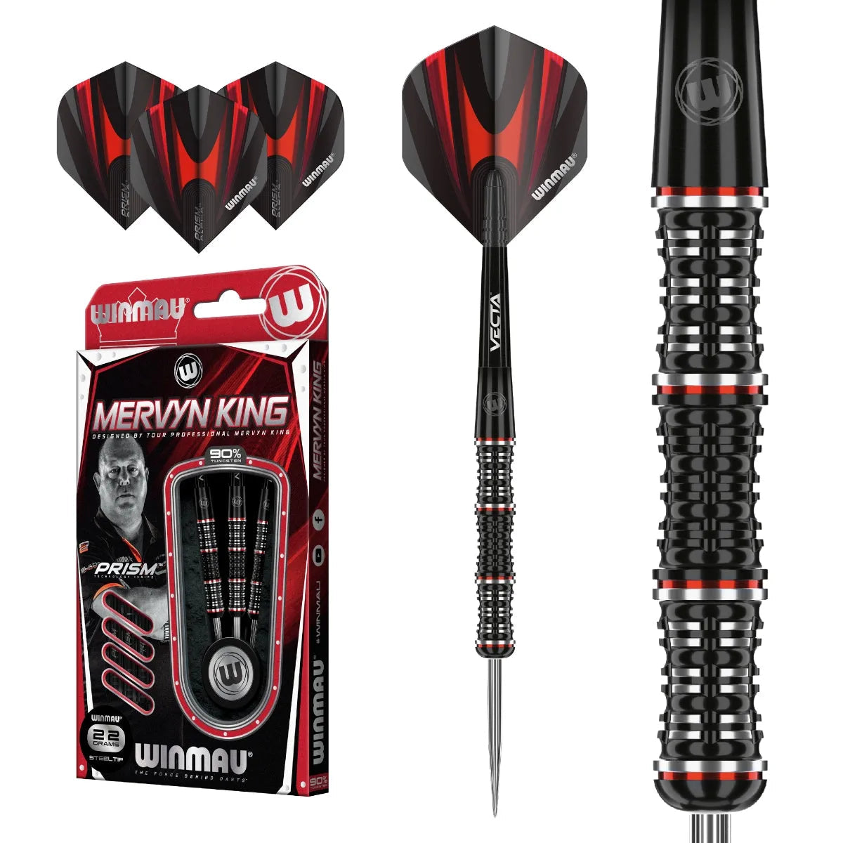 Winmau Mervyn King SE 90% Tungsten Steel Tip Darts