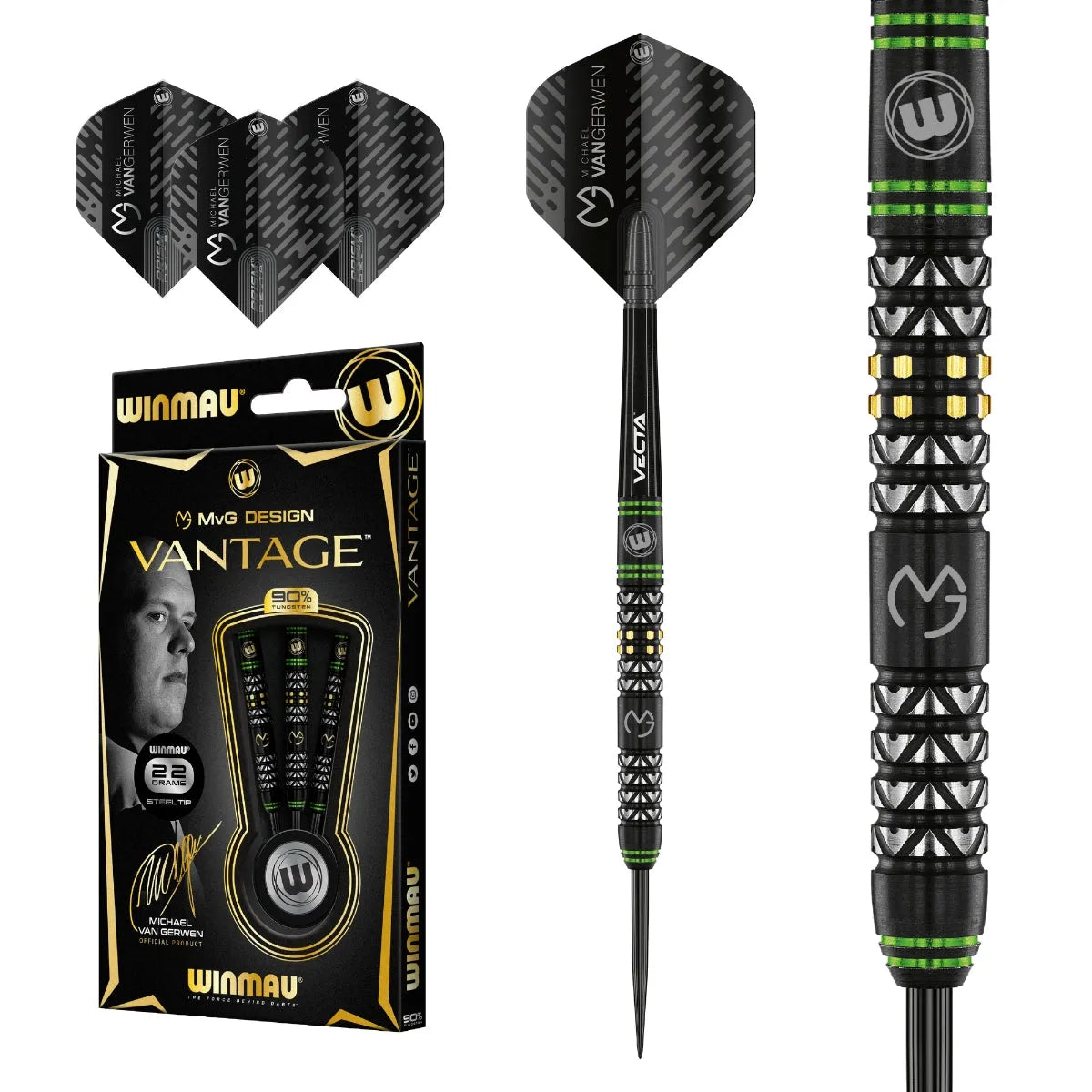 Michael Van Gerwen Mvg Vantage 90% Tungsten Steel Tip Darts By Winmau 21