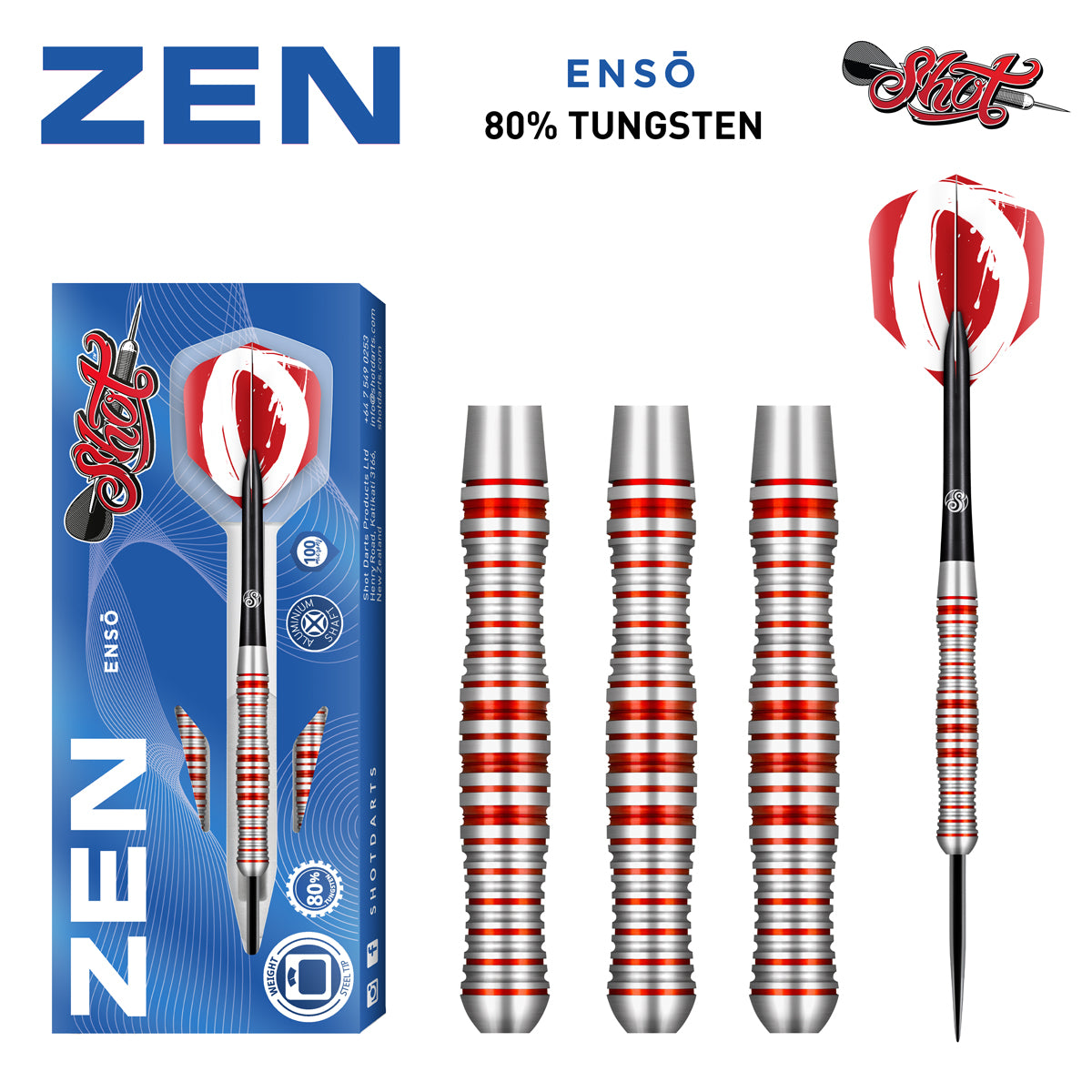 Zen Enso 80% Tungsten Steel Tip Darts By Shot